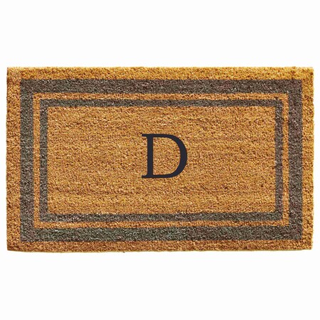 Monogram Door Mat, Natural, Periwinkle, 18 in W x 30 in L